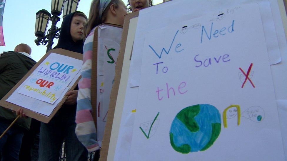 Home made posters carried the protestors' message