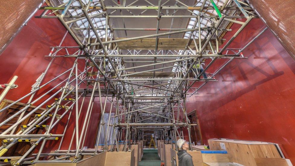 Scaffolding inside the picture gallery