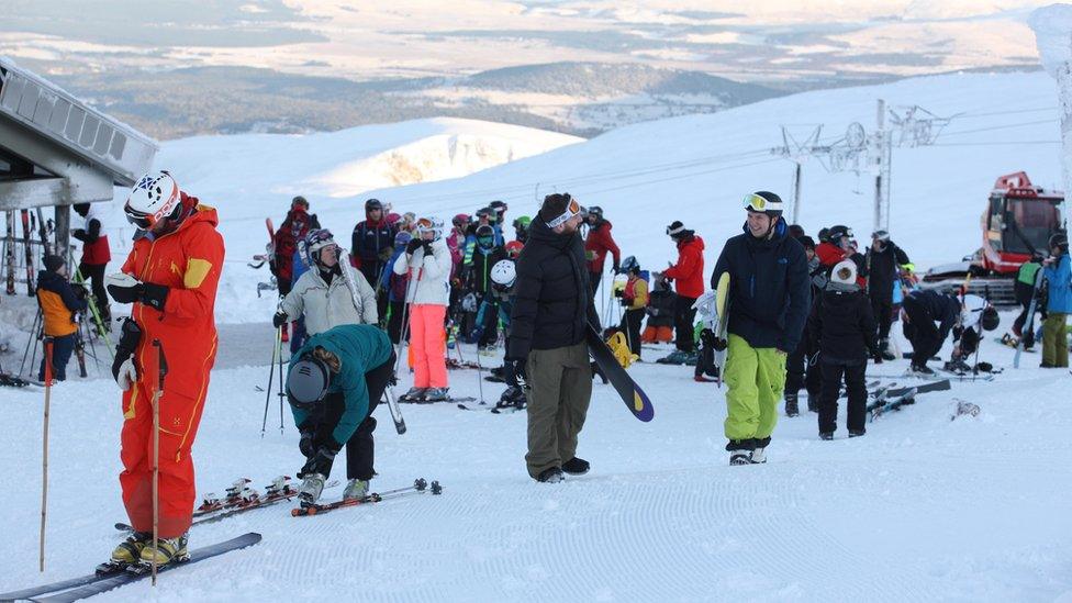 Skiers at CairnGorm Mountain