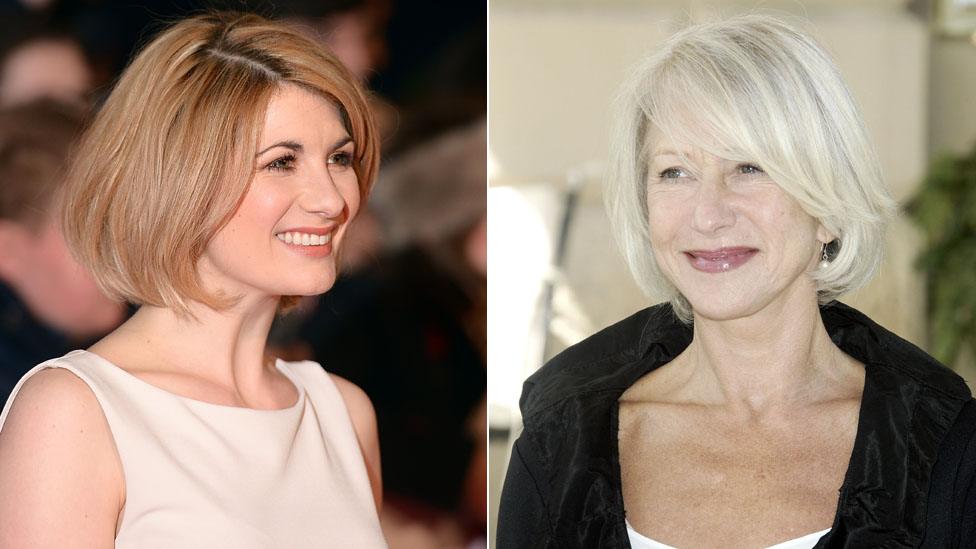 Portraits of Jodie Whittaker and Helen Mirren.