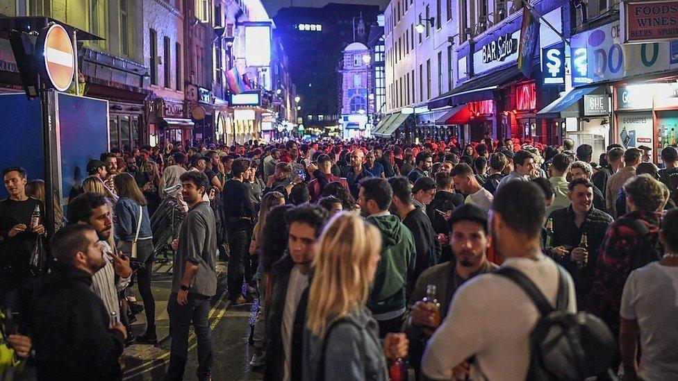 People drinking in Soho