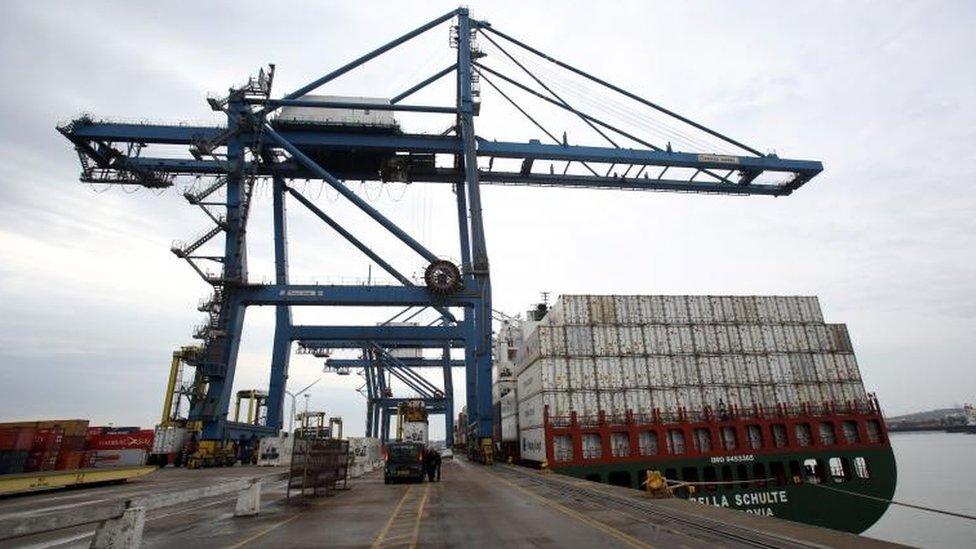 Container ship at Tilbury docks