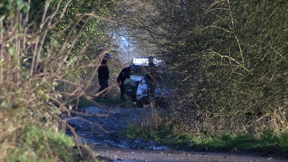 Police at the scene of Tony Martin's arrest