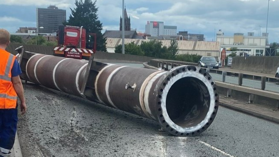 Pipe on road