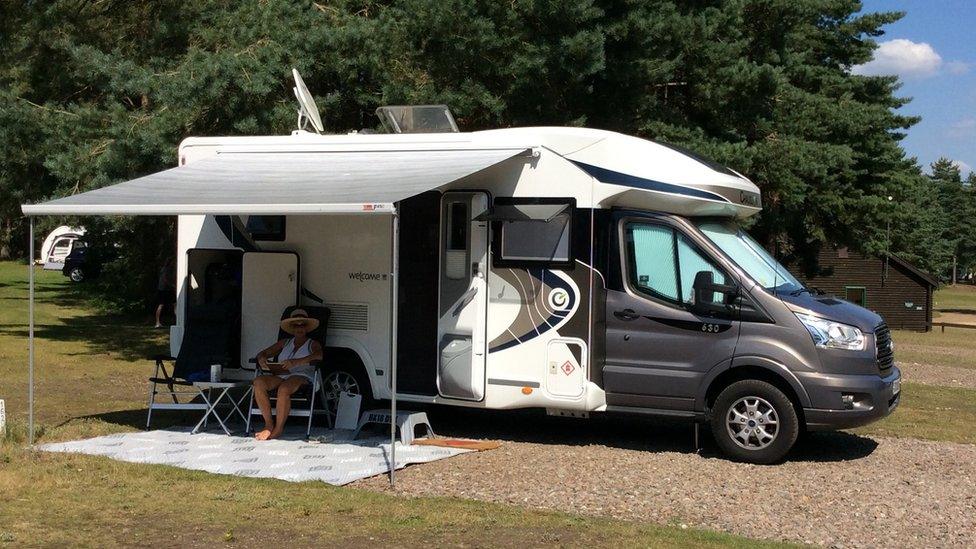 Peter's wife on holiday in their motorhome in Sandringham last year