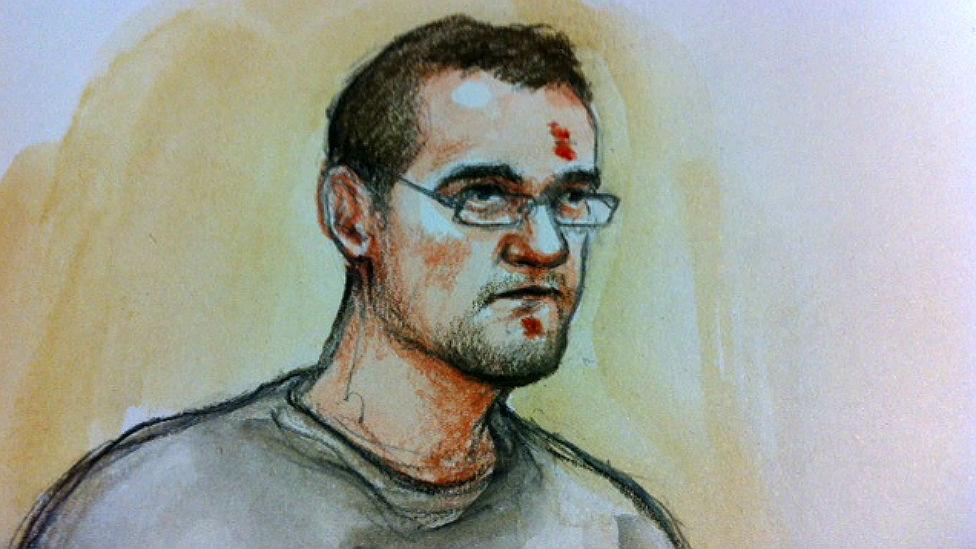 Court sketch of Stephen Beadman