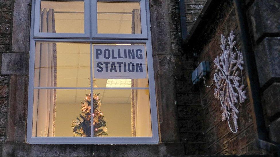 Christmas tree at a polling station