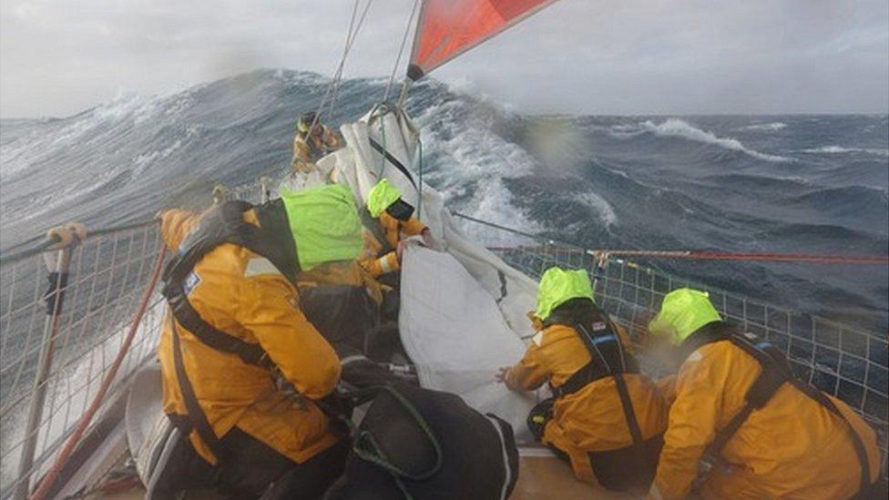 Crew on clipper yacht