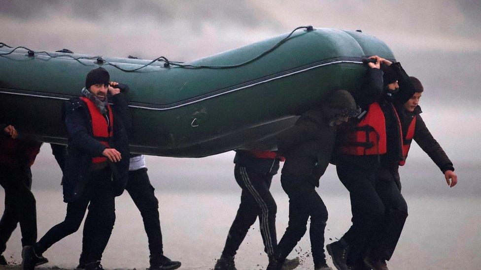 Migrants on French beach