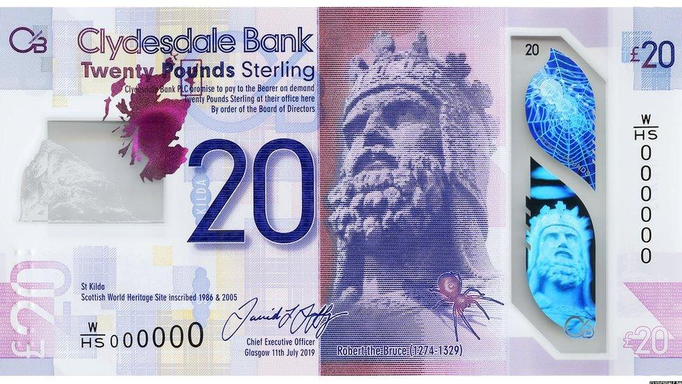 The front of the new £20 note from Clydesdale Bank