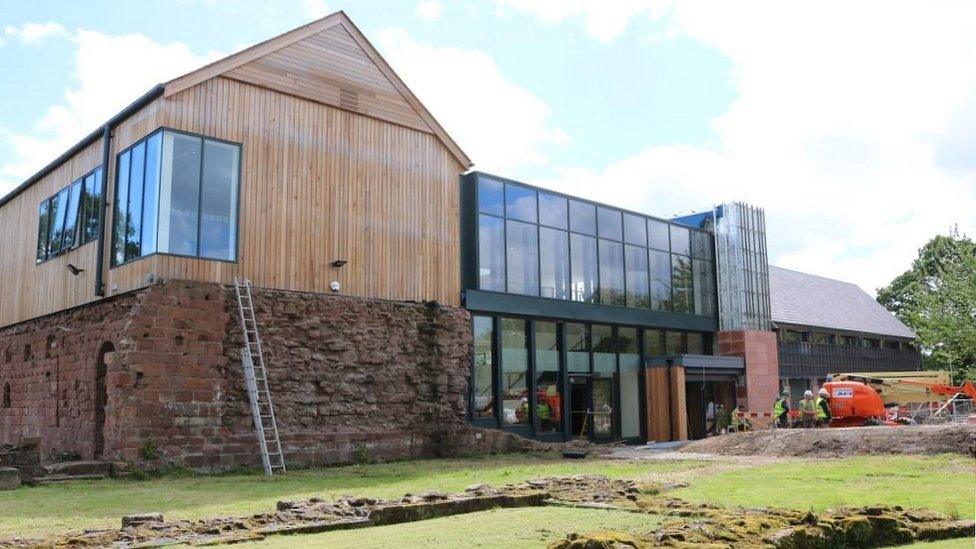 building works outside museum and ruins