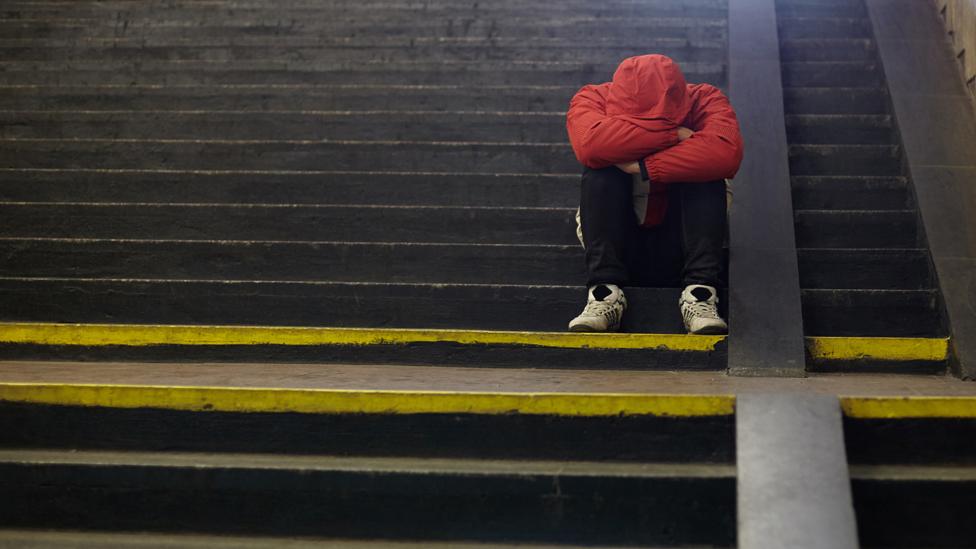 Youth on steps