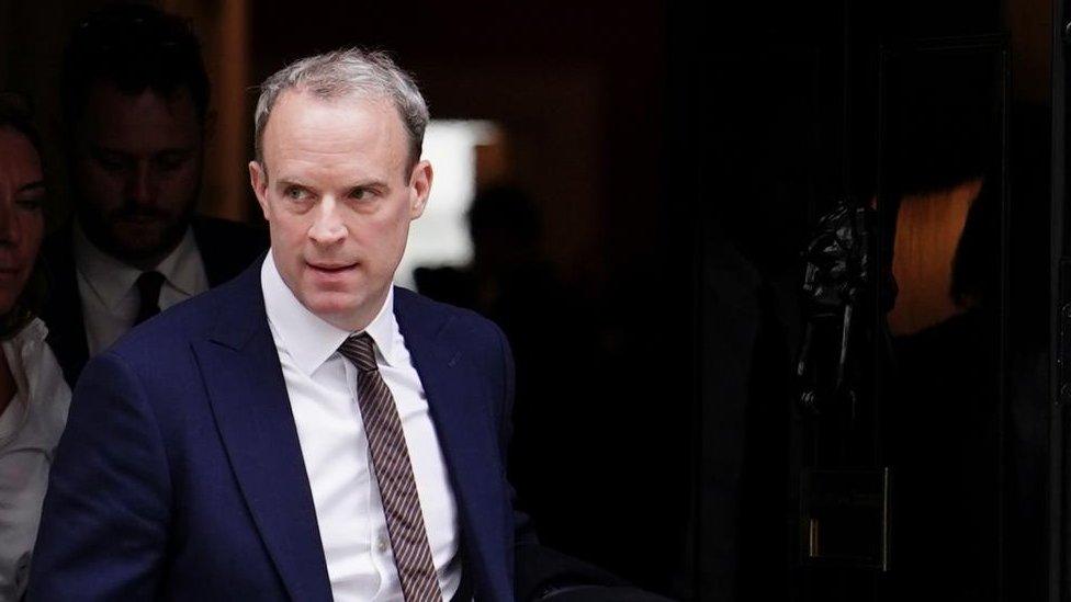 Former Deputy Prime Minister Dominic Raab leaves 10 Downing Street, London, following a Cabinet meeting on Tuesday April 18, 2023