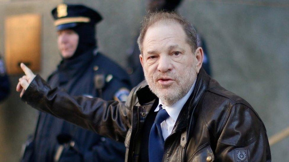 Harvey Weinstein gestures as he leaves court in New York on Friday 17 January 2020