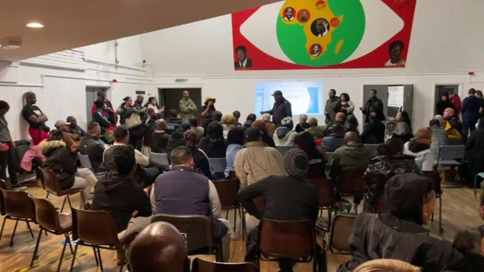 Community meeting at the Malcolm X centre