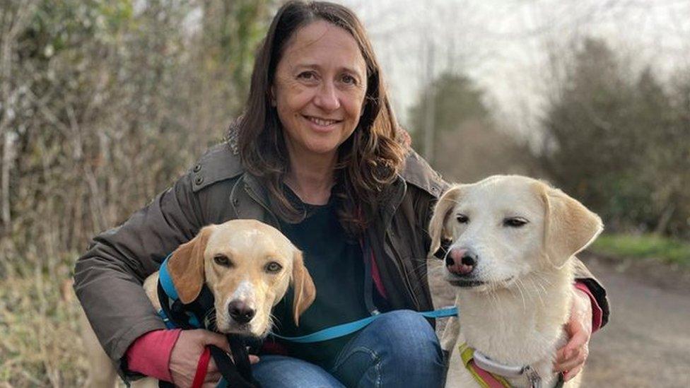 Sarah Steven with her dogs