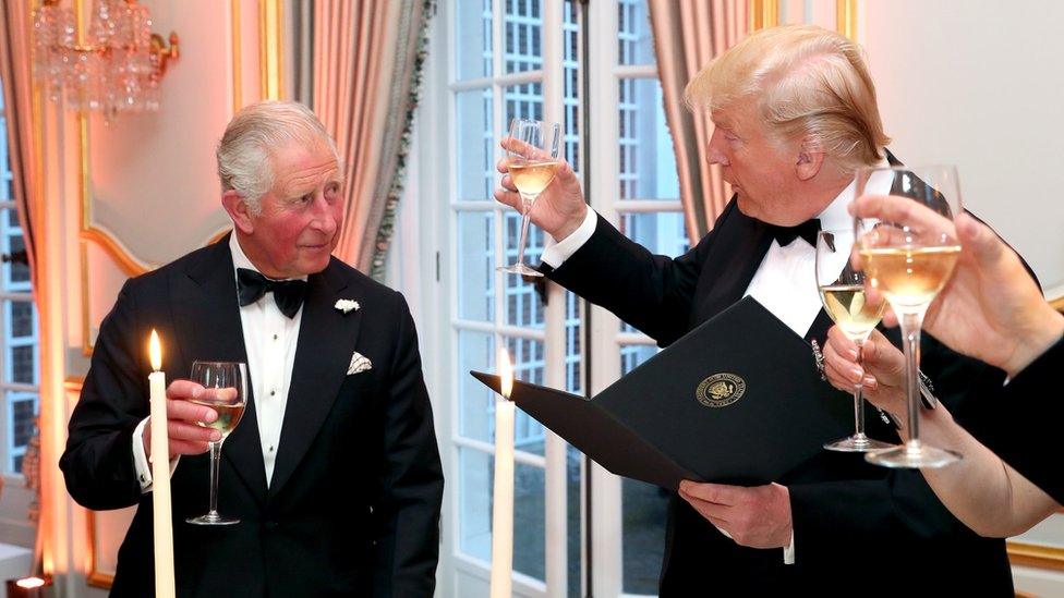 Prince Charles and Donald Trump share a toast