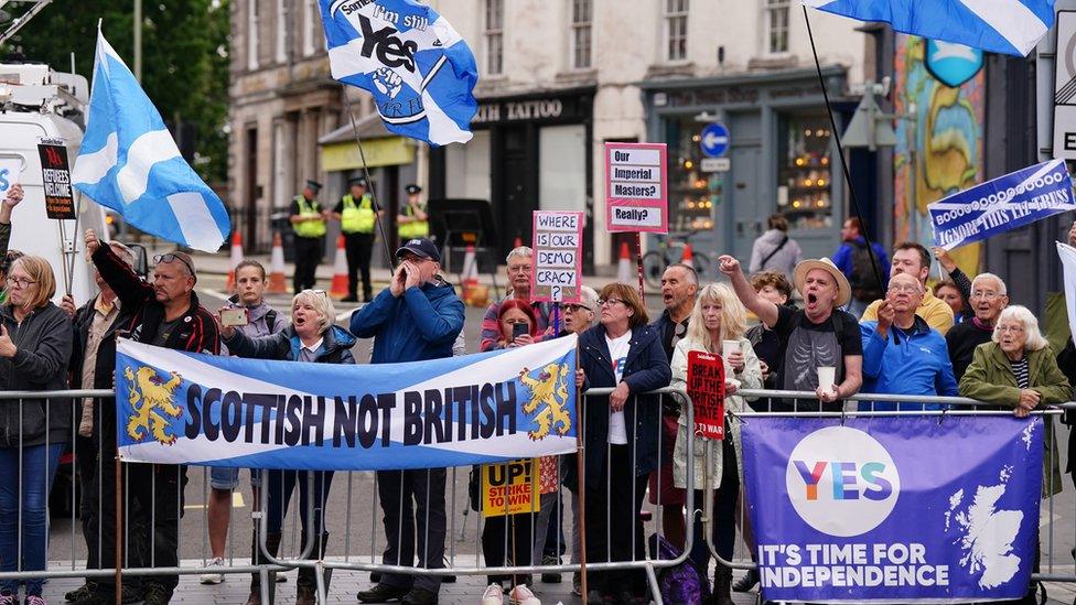 protestors outside hustings