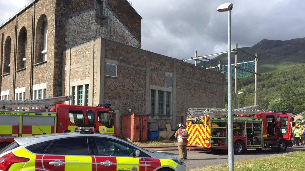 Fire services at Ice Factor Kinlochleven