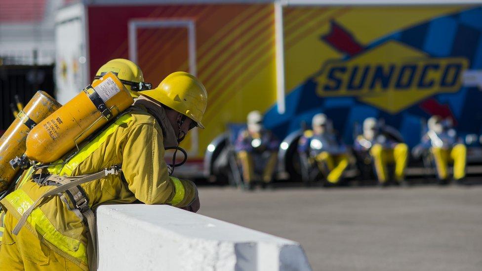 Firefighters at an event in Las Vegas, 2014