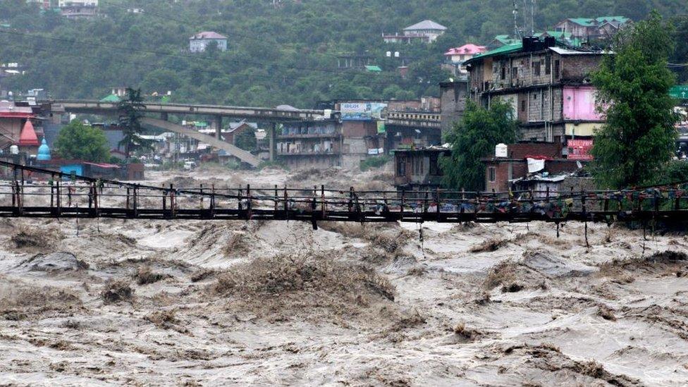 A view shows debris after a landslide following torrential rain in Mandi in the northern state of Himachal Pradesh, India, August 14, 2023.