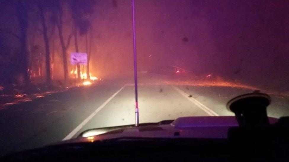 A supplied Waroona Police image of the bushfires in Western Australia