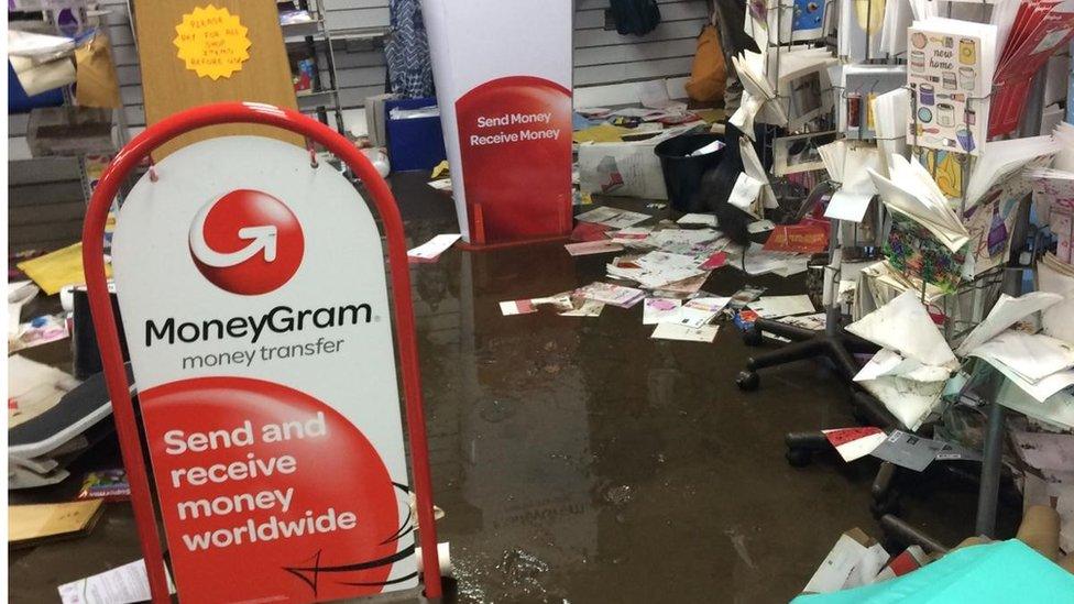 The Post Office in Pontypridd was left under water after the River Taff burst its banks