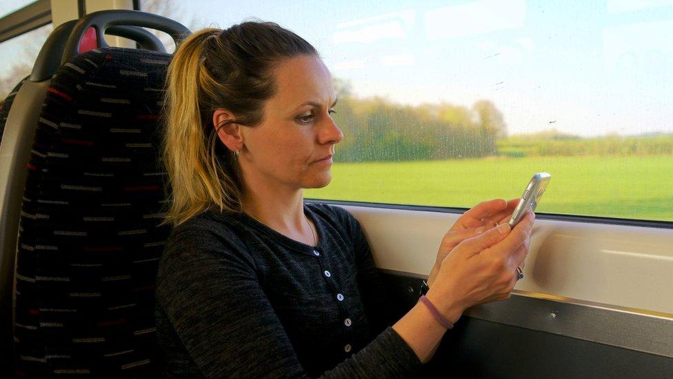 Woman on train