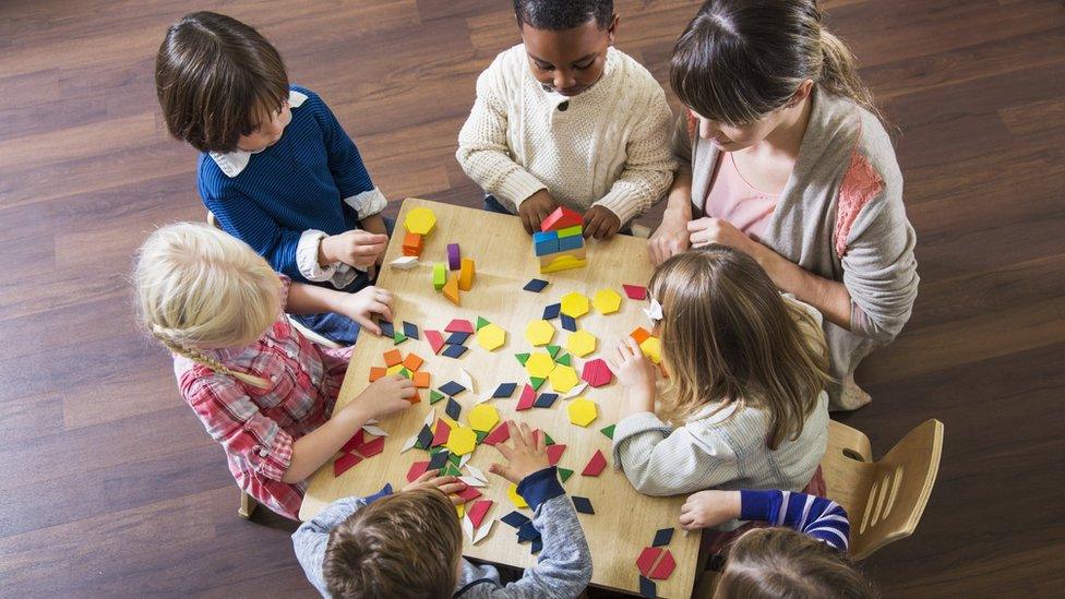 Preschoolers with their carer