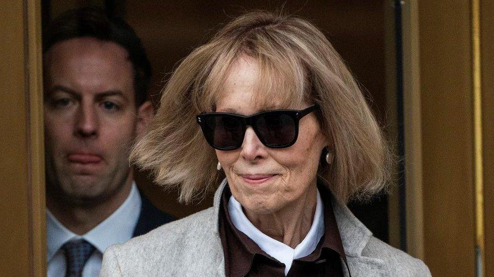 Former U.S. President Donald Trump rape accuser E. Jean Carroll exits the Manhattan Federal Court in New York, U.S. April 25, 2023.