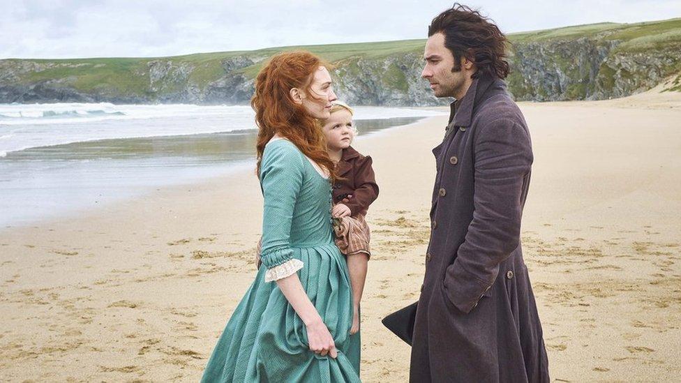 Eleanor Tomlinson as Demelza and Aidan Turner as Ross Poldark