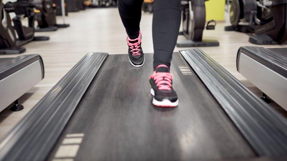 Woman running on treadmill