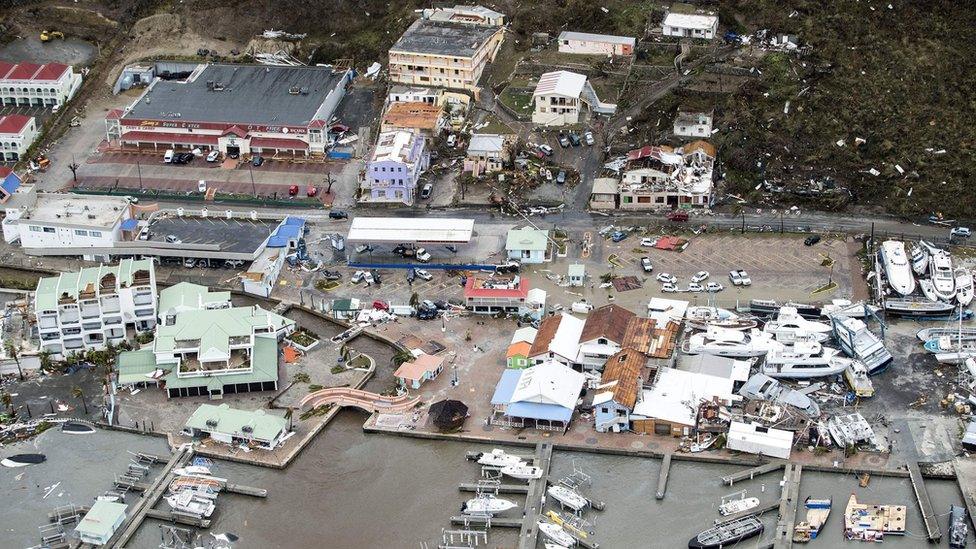 Aerial picture showing Hurricane Irma damage