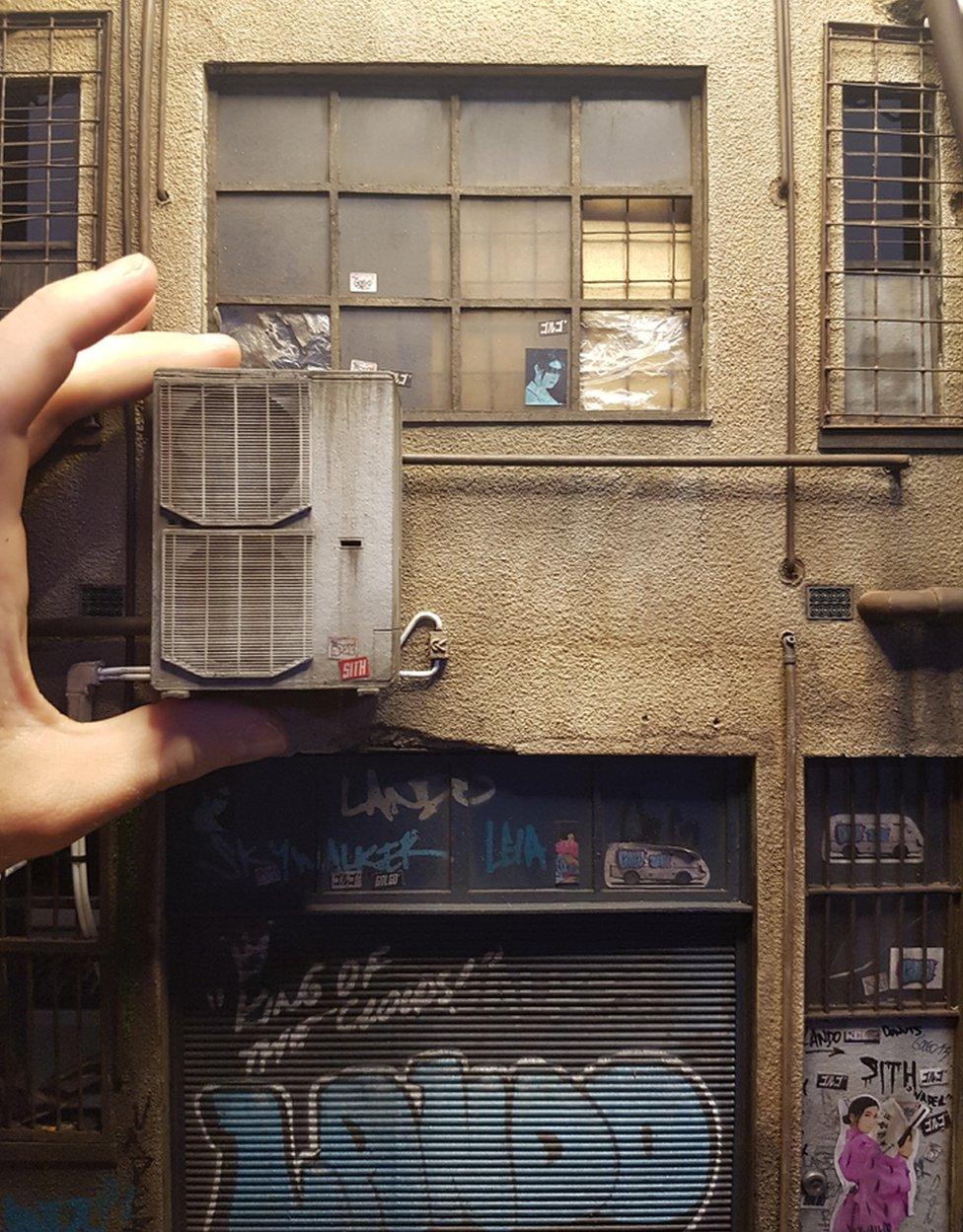 A small model of a building close up