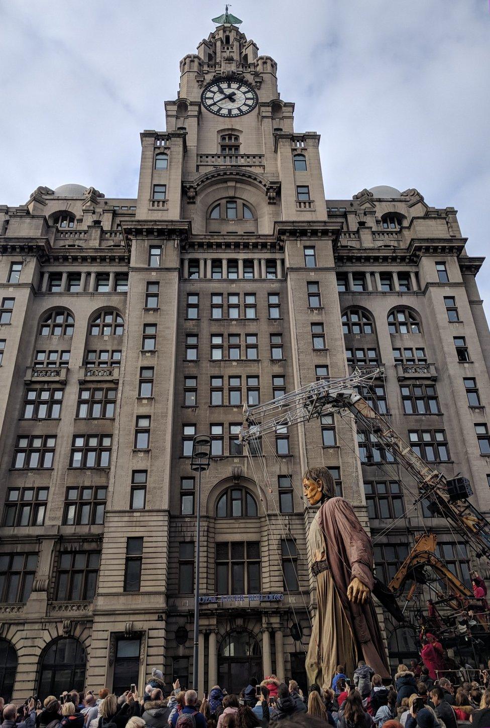 giant strides in front of Liver Bird building