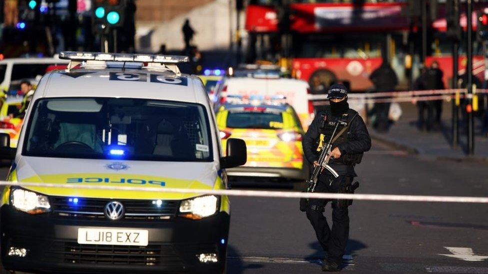 Police respond to the attack at London Bridge