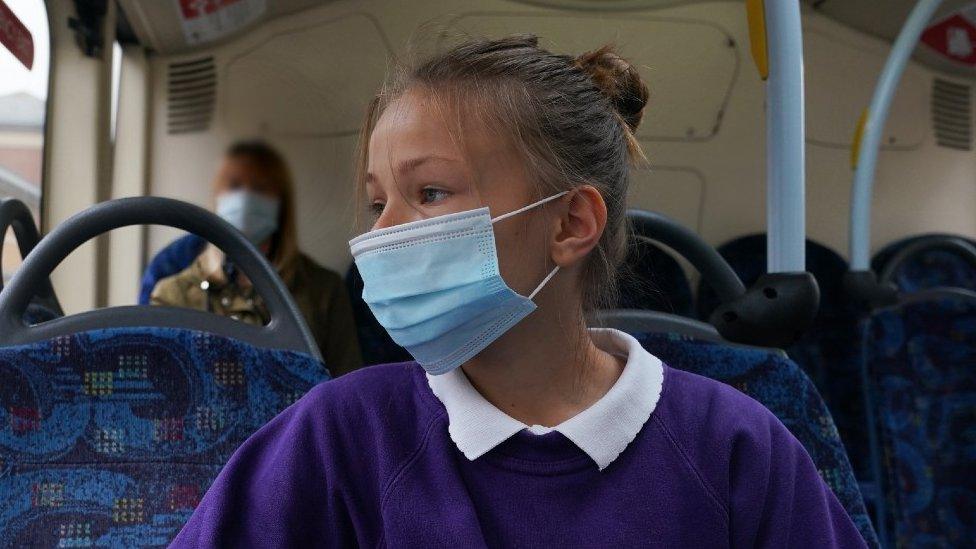 School pupil on bus