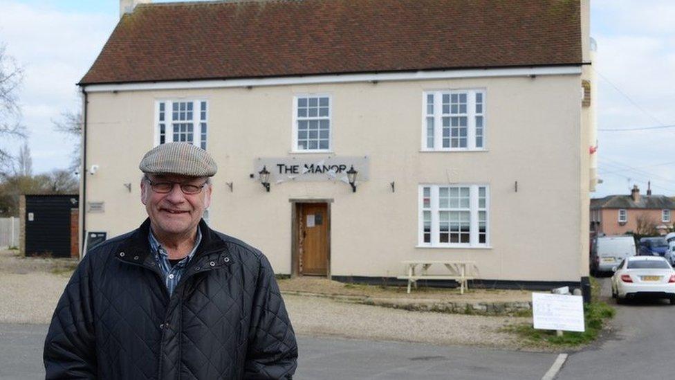 Roger Frere outside pub