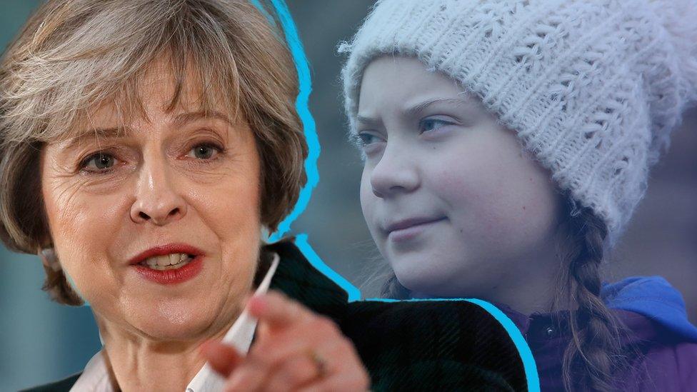 Theresa May and Greta Thunberg