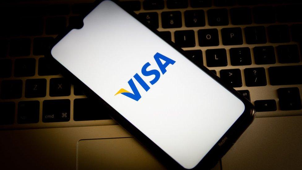 visa on a computer