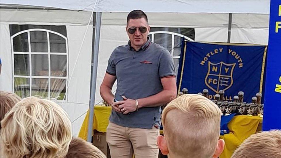 Martyn Barnard speaking during a presentation evening at the football club