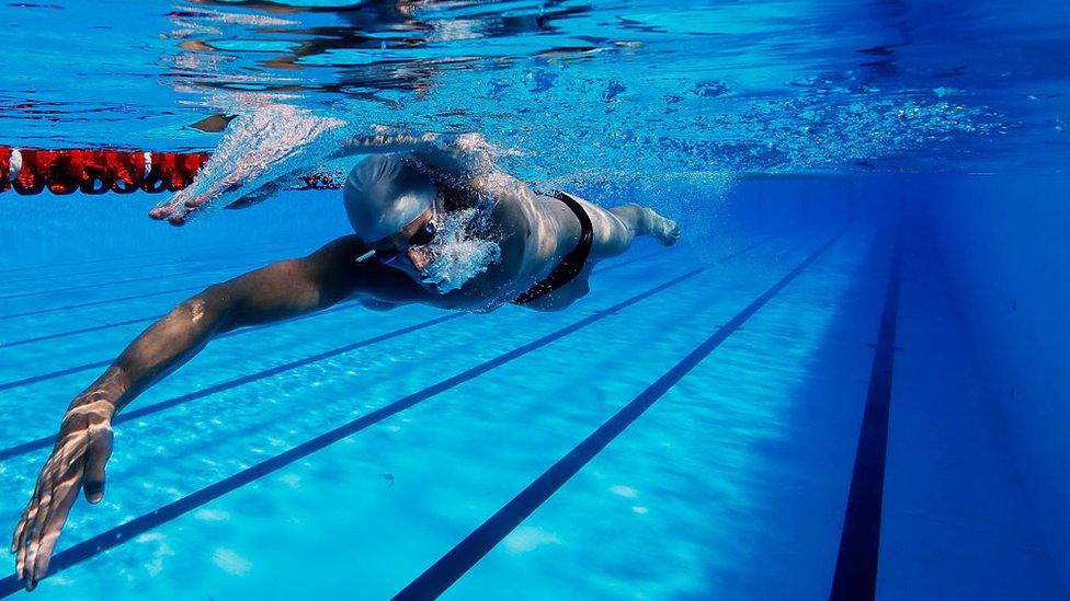 A person swimming