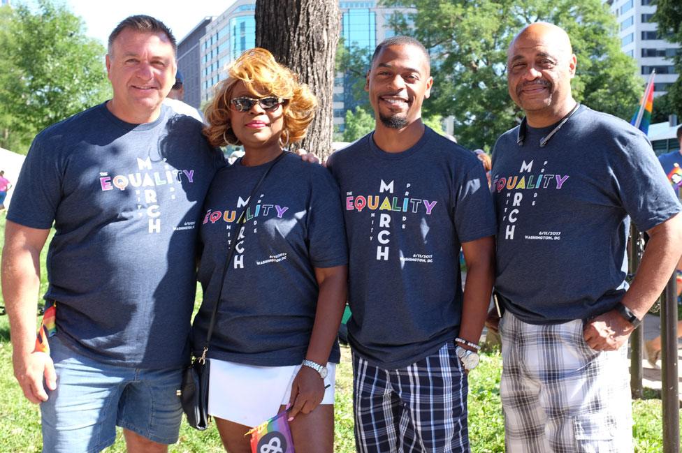 Daniel Dunlop with partner Leonard (third from left) and Leonard's parents