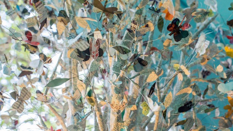 Butterfly tree paper sculpture