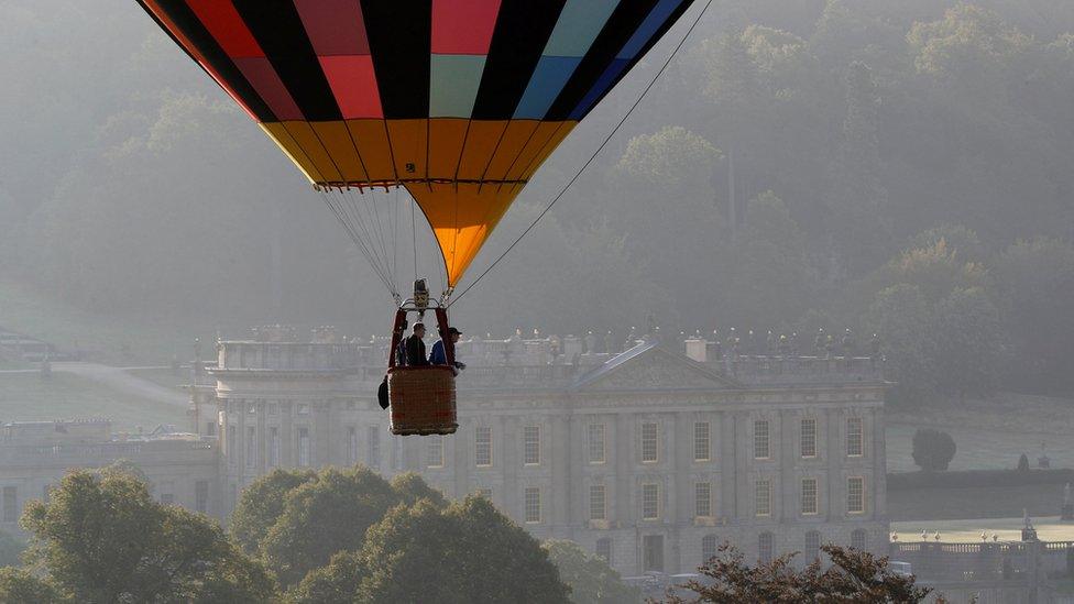 Hot air balloon over Chatsworth