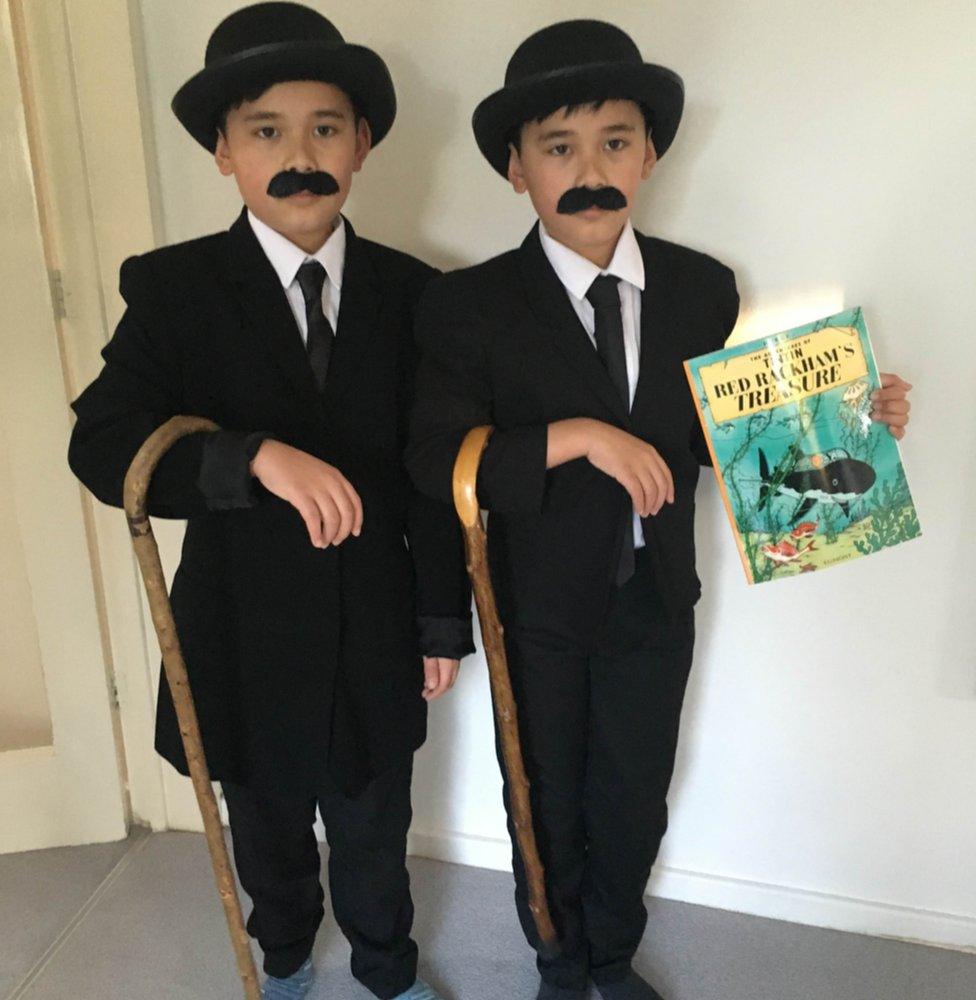 Oscar and Felix are from Darlington in England and their favourite book is anything to do with Tintin. Here they are as the characters Thomson and Thompson