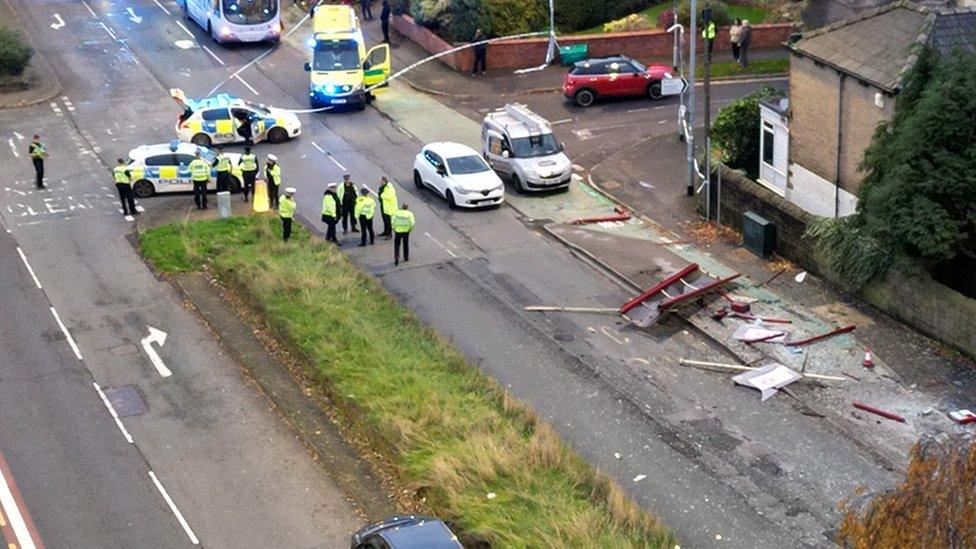 Damaged bus stop