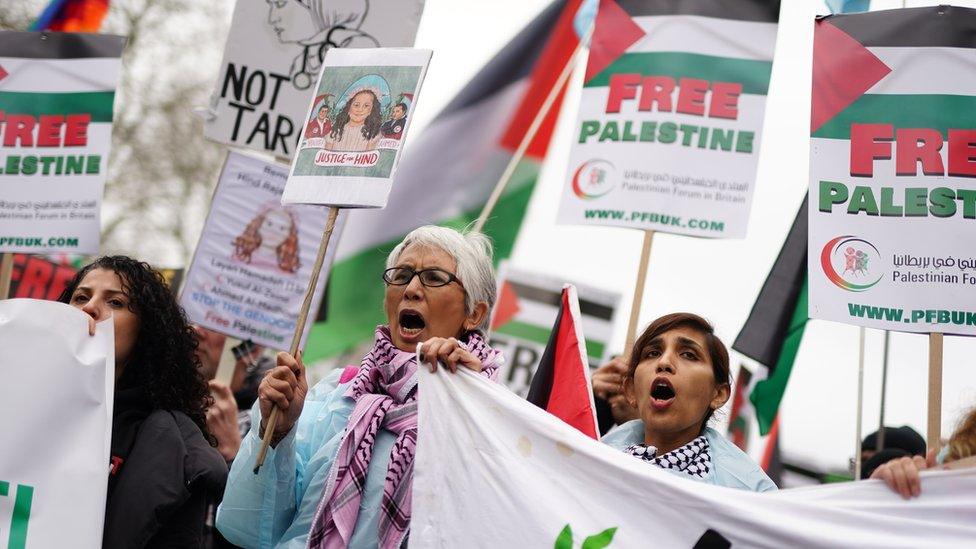 Protesters in London