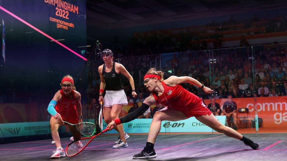 Team New Zealand beat Team England in the women's squash doubles final at the 2022 Commonwealth Games