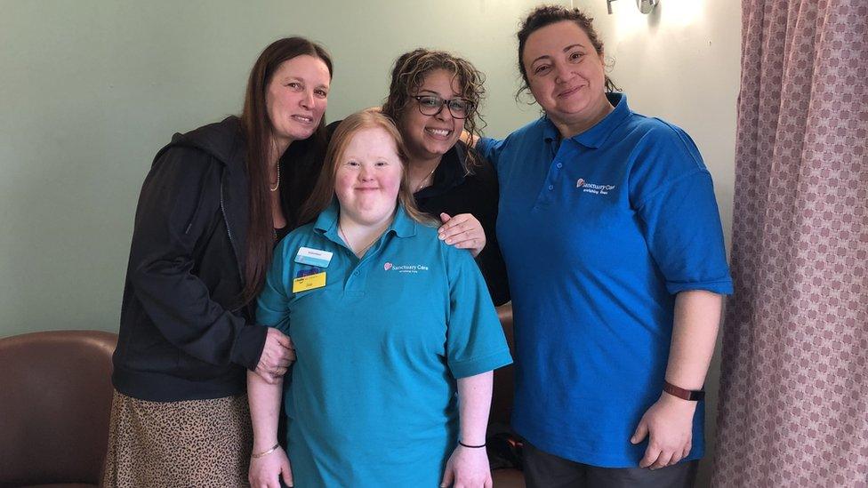 Staff with Zoe James at care home